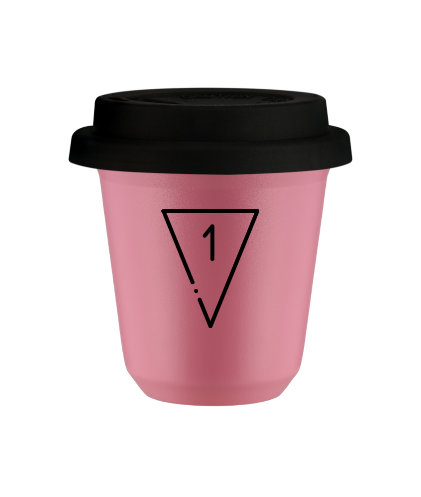 Tasse 80 ml ROSE "1", avec couvercle noir
