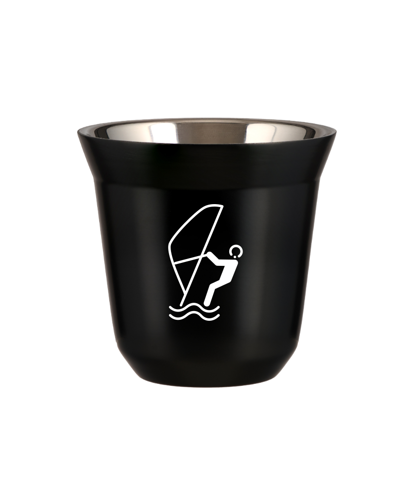 Tasse 150 ml NOIR "Sports nautiques (blanc)"