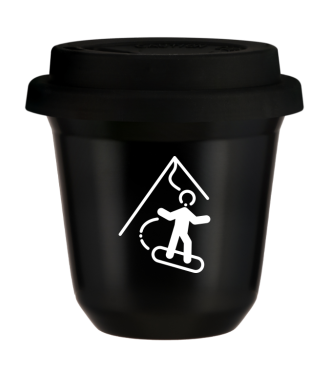 Tasse 150 ml NOIR "Snowboard (blanc)", avec couvercle noir Tasse 150 ml NOIR "Snowboard (blanc)", avec couvercle noir