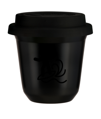 Tasse 150 ml NOIR "Planche à voile (noir)", avec couvercle noir Tasse 150 ml NOIR "Planche à voile (noir)", avec couvercle noir