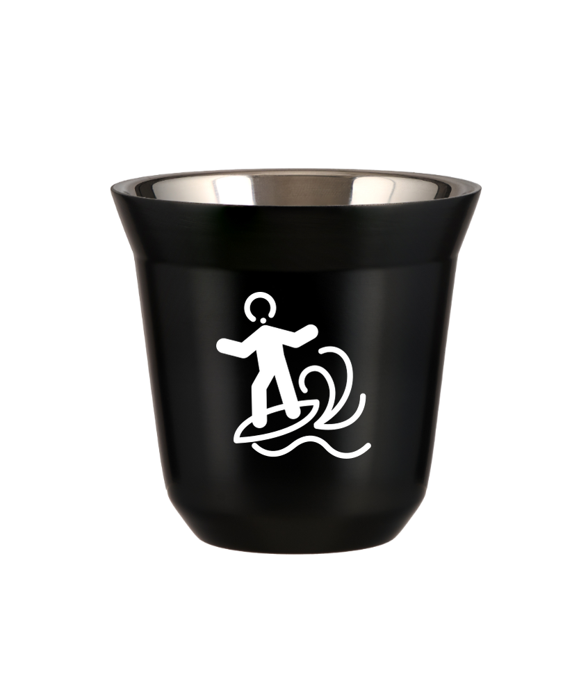 Tasse 150 ml NOIR "Planche à voile (blanc)"