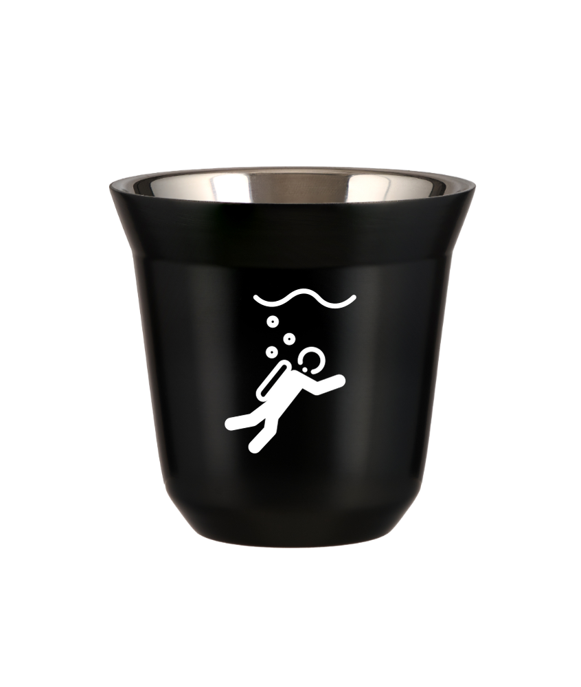Tasse 150 ml NOIR "Plongée (blanc)"
