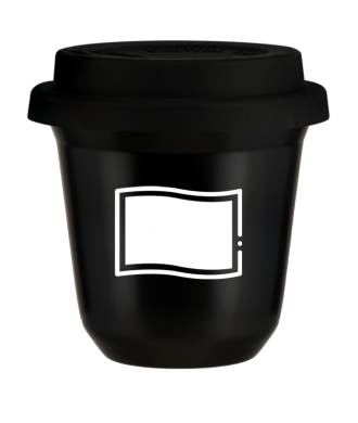 Tasse 150 ml NOIR "Drapeau polonais (blanc)", avec couvercle noir Tasse 150 ml NOIR "Drapeau polonais (blanc)", avec couvercle noir