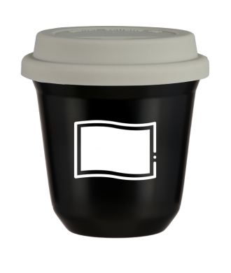 Tasse 150 ml NOIR "Drapeau polonais (blanc)", avec couvercle blanc Tasse 150 ml NOIR "Drapeau polonais (blanc)", avec couvercle blanc