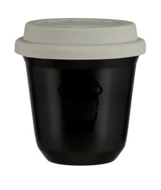 Tasse 150 ml NOIR, avec couvercle blanc Tasse 150 ml NOIR, avec couvercle blanc