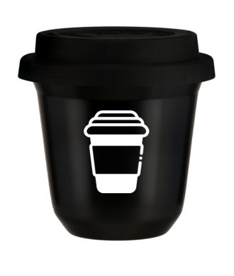 Tasse 150 ml NOIR, avec couvercle noir Tasse 150 ml NOIR, avec couvercle noir