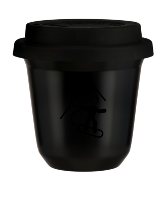 Tasse 80 ml NOIR "Snowboard (noir)", avec couvercle noir Tasse 80 ml NOIR "Snowboard (noir)", avec couvercle noir
