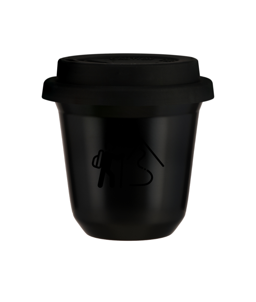 Tasse 150 ml NOIR "Escalade 2 (noir)", avec couvercle noir