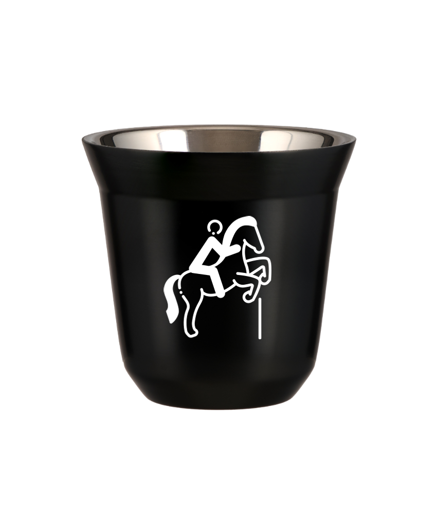 Tasse 150 ml NOIR "Équitation 1 (blanc)"