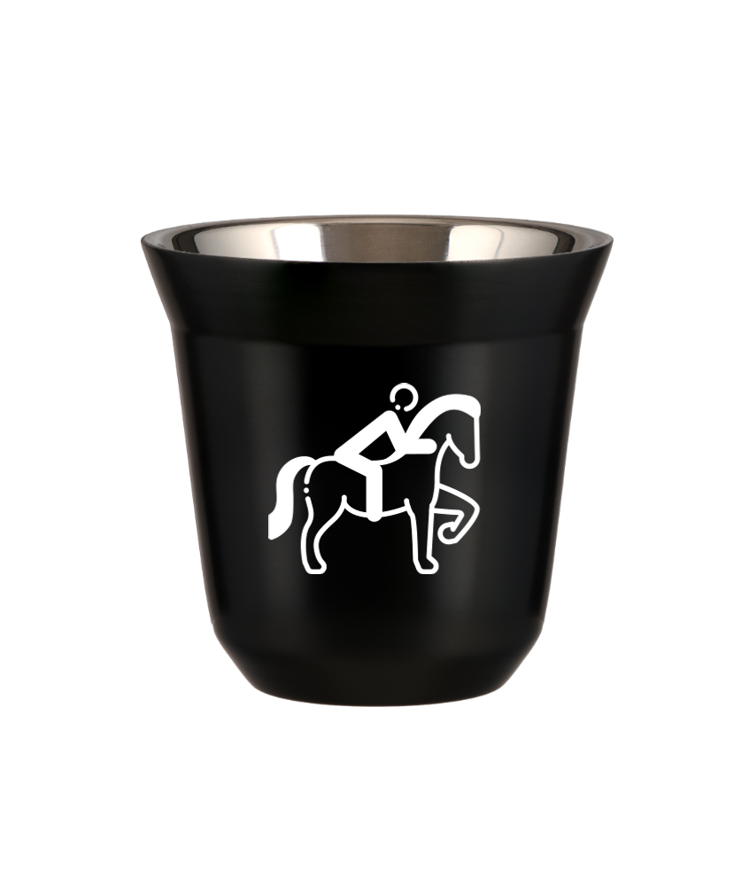 Tasse 150 ml NOIR "Équitation 2 (blanc)"