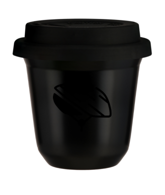 Tasse 150 ml NOIR "Casque (noir)", avec couvercle noir Tasse 150 ml NOIR "Casque (noir)", avec couvercle noir