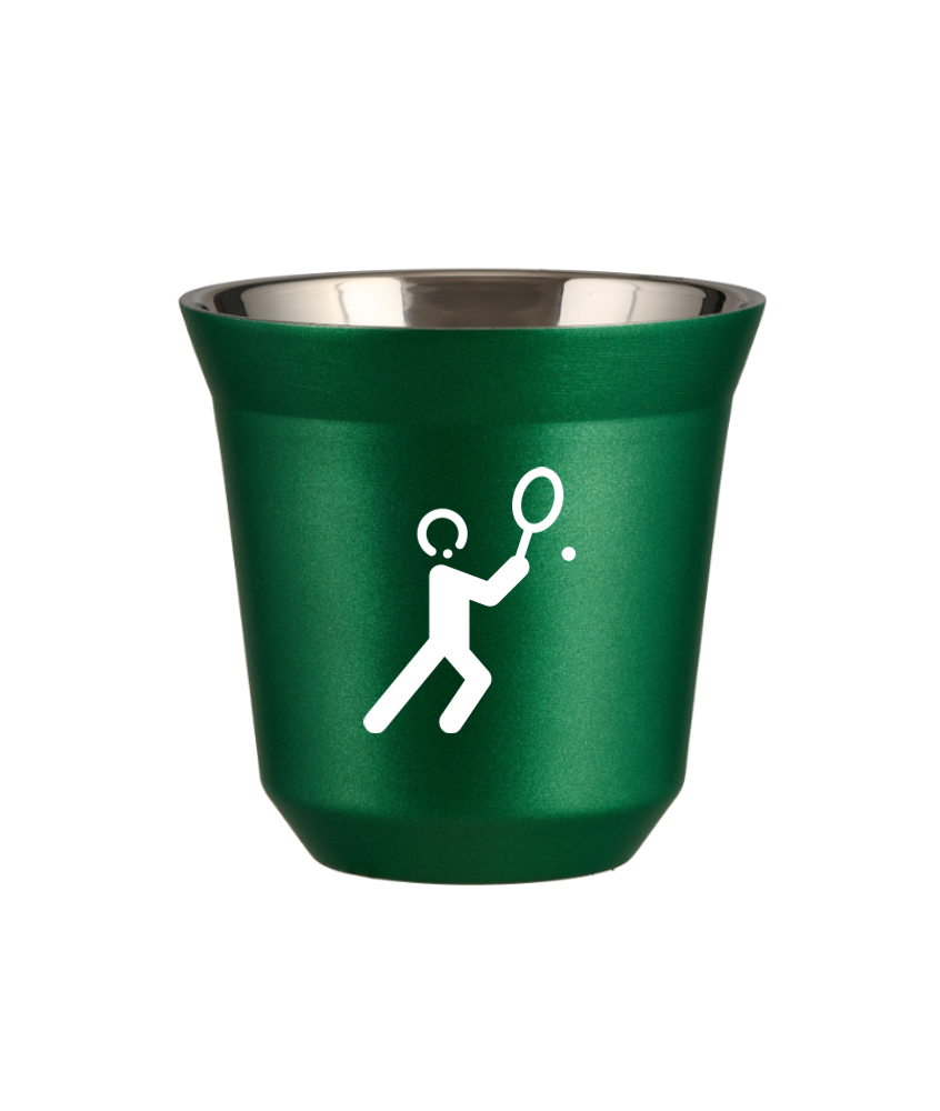 Tasse 150 ml VERT MÉTALLIQUE "Tennis 1 (blanc)"