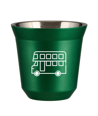 Tasse 150 ml VERT MÉTALLIQUE "Bus (blanc)" Tasse 150 ml VERT MÉTALLIQUE "Bus (blanc)"