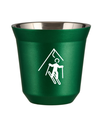 Tasse 150 ml VERT MÉTALLIQUE "Ski (blanc)" Tasse 150 ml VERT MÉTALLIQUE "Ski (blanc)"