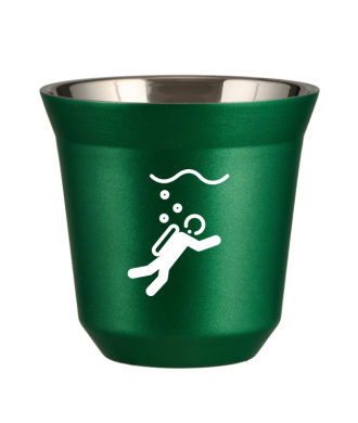 Tasse 150 ml VERT MÉTALLIQUE "Plongée (blanc)" Tasse 150 ml VERT MÉTALLIQUE "Plongée (blanc)"