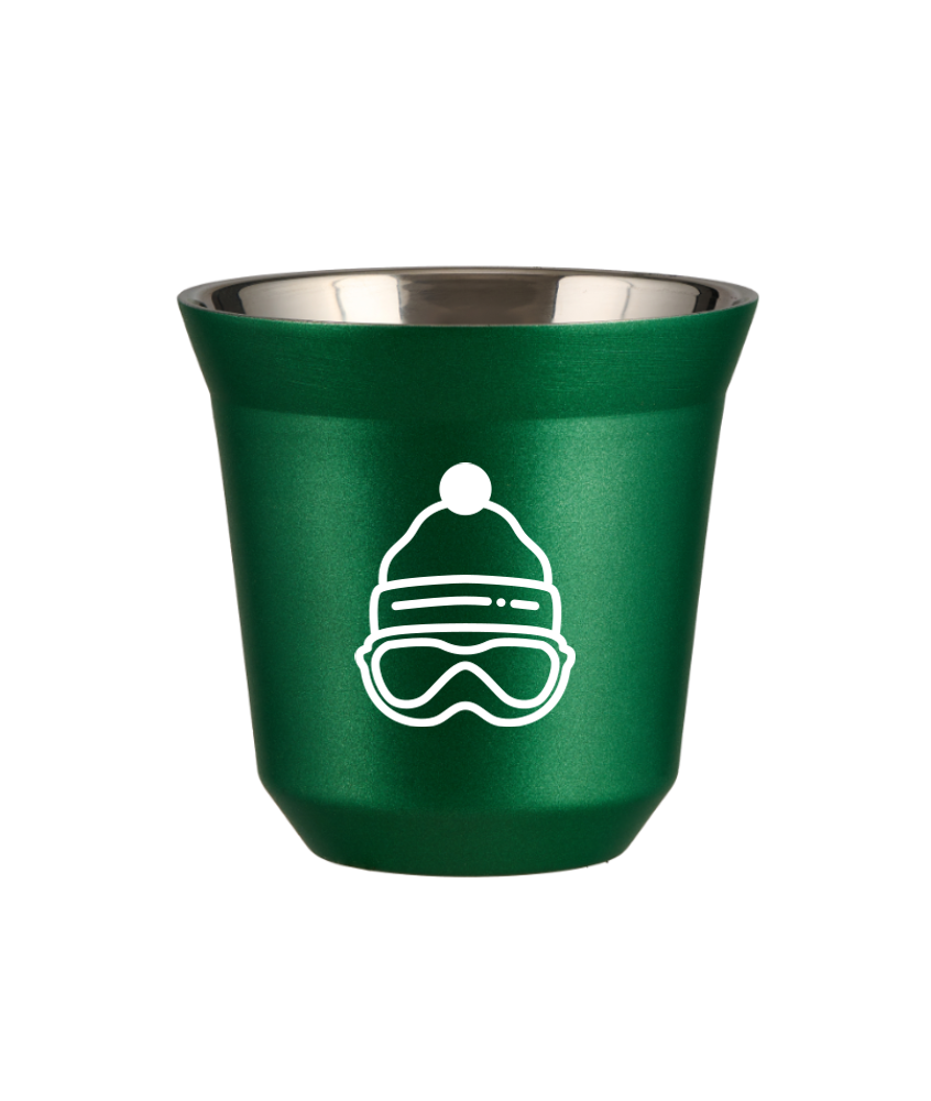 Tasse 150 ml VERT MÉTALLIQUE "Casquette (blanc)"