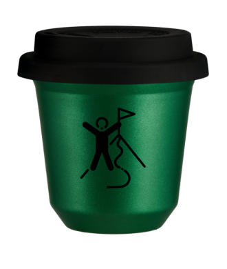 Tasse 150 ml VERT MÉTALLIQUE "Escalade 1", avec couvercle noir Tasse 150 ml VERT MÉTALLIQUE "Escalade 1", avec couvercle noir