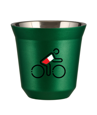 Tasse 150 ml VERT MÉTALLIQUE "Cycliste aux couleurs polonaises (noir)" Tasse 150 ml VERT MÉTALLIQUE "Cycliste aux couleurs polonaises (noir)"