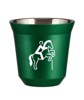 Tasse 150 ml VERT MÉTALLIQUE "Équitation 1 (blanc)" Tasse 150 ml VERT MÉTALLIQUE "Équitation 1 (blanc)"