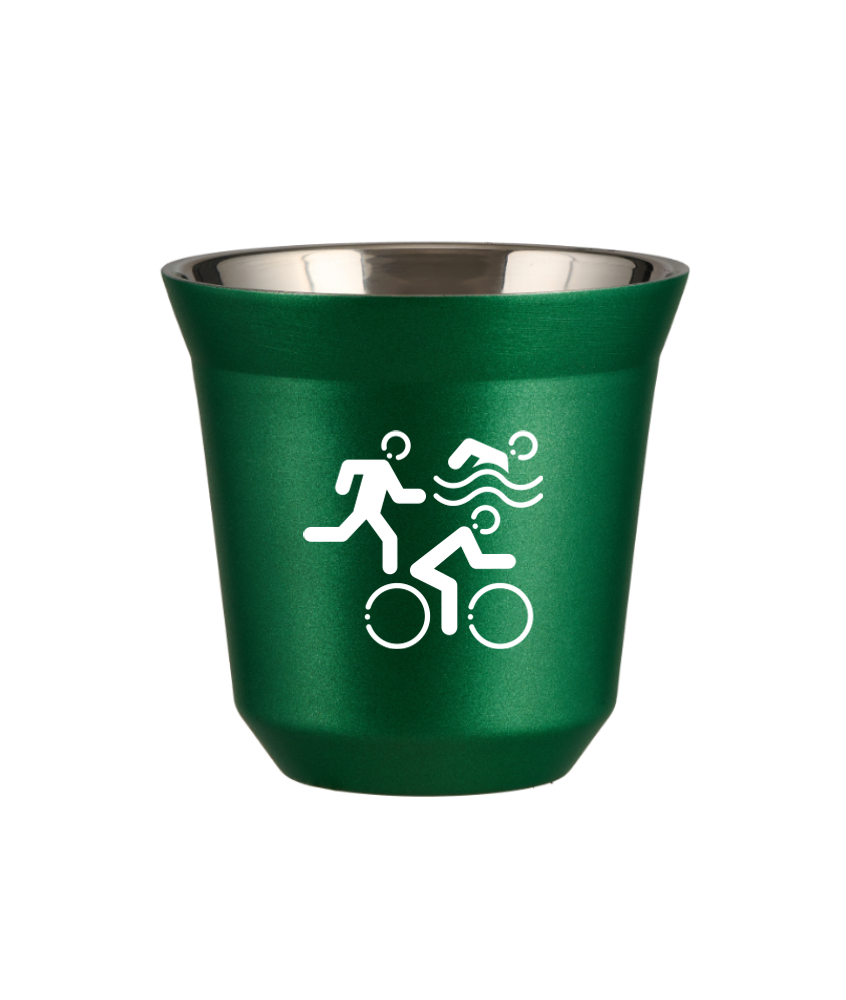 Tasse 150 ml VERT MÉTALLIQUE "Sports (blanc)"