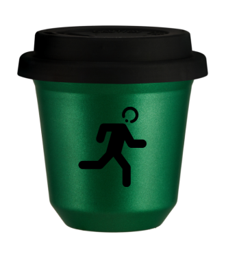 Tasse 150 ml VERT MÉTALLIQUE "Coureur (noir)", avec couvercle noir Tasse 150 ml VERT MÉTALLIQUE "Coureur (noir)", avec couvercle noir
