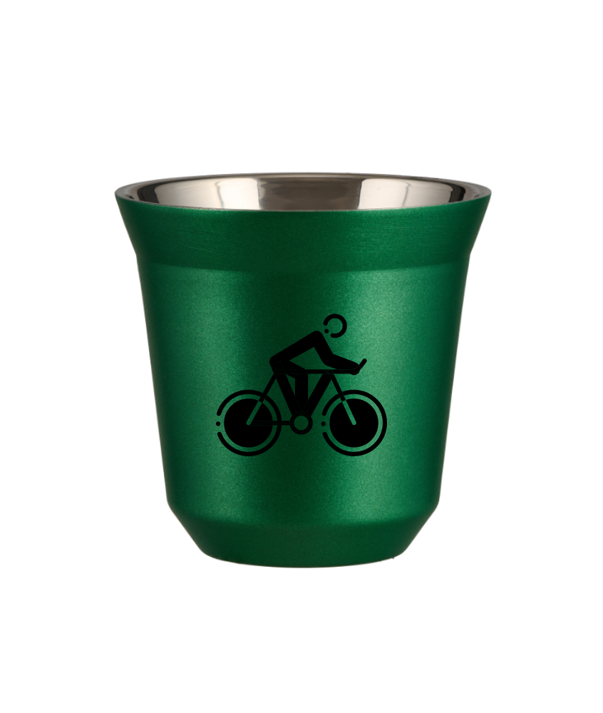 Tasse 150 ml VERT MÉTALLIQUE "Cyclisme 2"