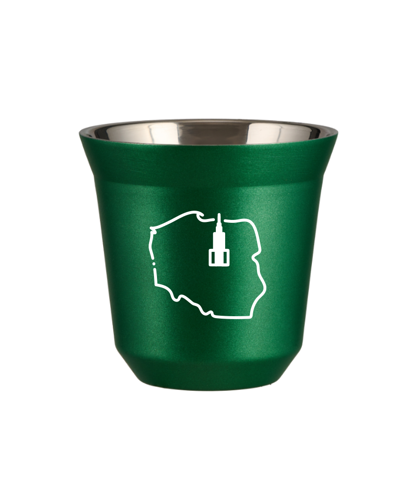 Tasse 150 ml VERT MÉTALLIQUE "Pologne (blanc)"