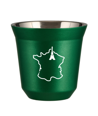Tasse 150 ml VERT MÉTALLIQUE "France (blanc)" Tasse 150 ml VERT MÉTALLIQUE "France (blanc)"