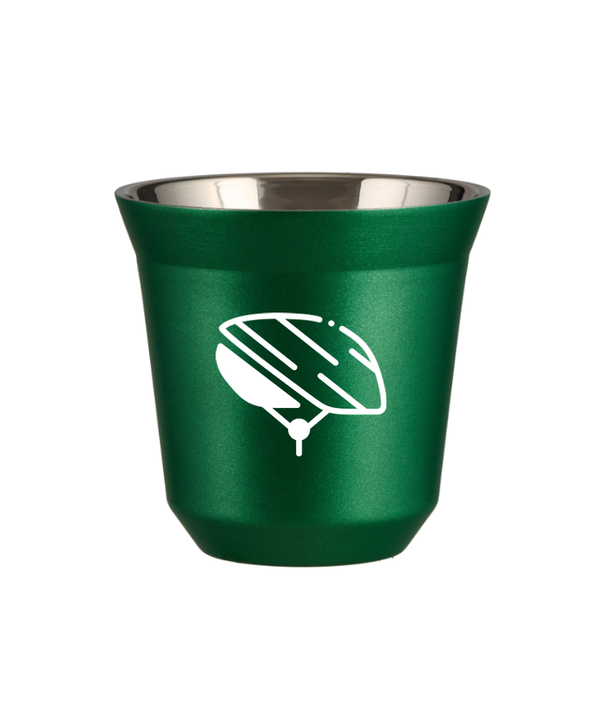 Tasse 150 ml VERT MÉTALLIQUE "Casque (blanc)"