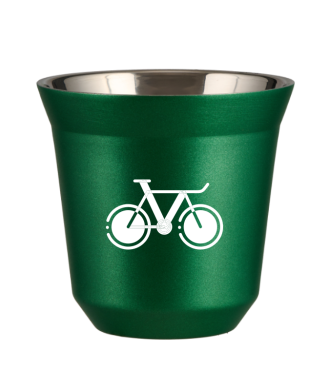 Tasse 150 ml VERT MÉTALLIQUE "Vélo 1 (blanc)" Tasse 150 ml VERT MÉTALLIQUE "Vélo 1 (blanc)"