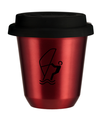 Tasse 150 ml ROUGE MÉTALLIQUE "Sports nautiques", avec couvercle noir Tasse 150 ml ROUGE MÉTALLIQUE "Sports nautiques", avec couvercle noir