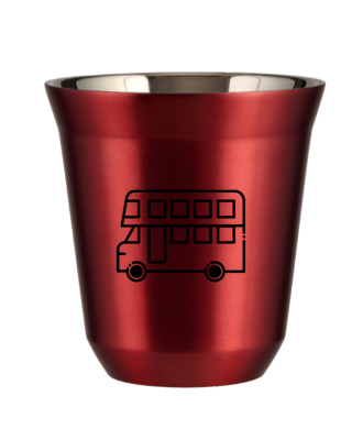 Tasse 150 ml ROUGE MÉTALLIQUE "Bus (noir)" Tasse 150 ml ROUGE MÉTALLIQUE "Bus (noir)"