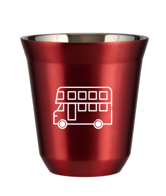 Tasse 150 ml ROUGE MÉTALLIQUE "Bus (blanc)" Tasse 150 ml ROUGE MÉTALLIQUE "Bus (blanc)"