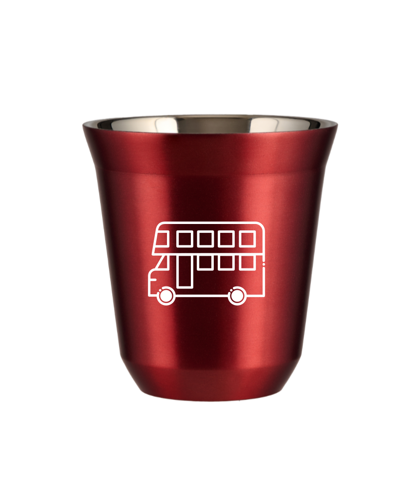 Tasse 150 ml ROUGE MÉTALLIQUE "Bus (blanc)"