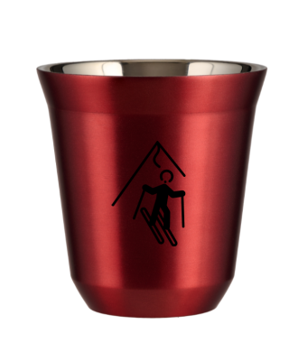 Tasse 150 ml ROUGE MÉTALLIQUE "Ski (noir)" Tasse 150 ml ROUGE MÉTALLIQUE "Ski (noir)"