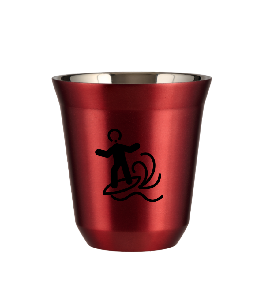 Tasse 150 ml ROUGE MÉTALLIQUE "Planche à voile (noir)"