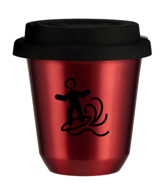Tasse 150 ml ROUGE MÉTALLIQUE "Planche à voile (noir)", avec couvercle noir Tasse 150 ml ROUGE MÉTALLIQUE "Planche à voile (noir)", avec couvercle noir