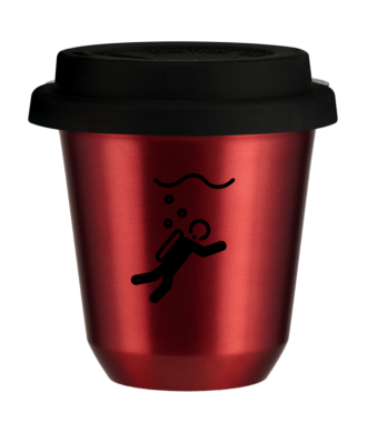 Tasse 150 ml ROUGE MÉTALLIQUE "Plongée (noir)", avec couvercle noir Tasse 150 ml ROUGE MÉTALLIQUE "Plongée (noir)", avec couvercle noir