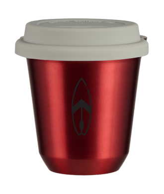Tasse 150 ml ROUGE MÉTALLIQUE "Planche", avec couvercle blanc Tasse 150 ml ROUGE MÉTALLIQUE "Planche", avec couvercle blanc