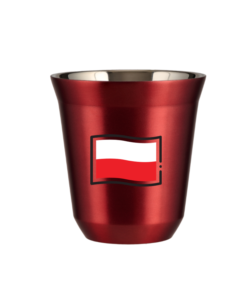 Tasse 150 ml ROUGE MÉTALLIQUE "Drapeau polonais (noir)"