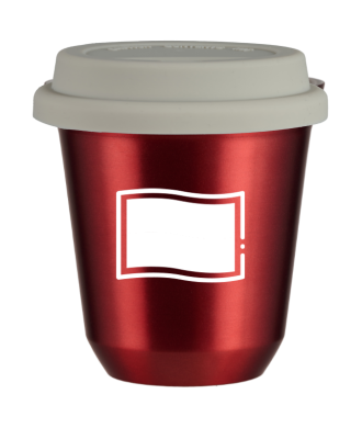 Tasse 150 ml ROUGE MÉTALLIQUE "Drapeau polonais (blanc)", avec couvercle blanc Tasse 150 ml ROUGE MÉTALLIQUE "Drapeau polonais (blanc)", avec couvercle blanc