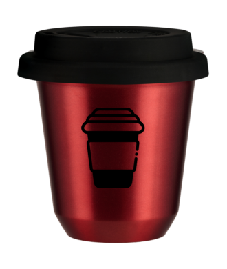 Tasse 150 ml ROUGE MÉTALLIQUE, avec couvercle noir Tasse 150 ml ROUGE MÉTALLIQUE, avec couvercle noir