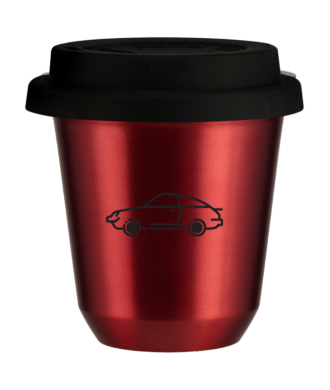 Tasse 150 ml ROUGE MÉTALLIQUE "Voiture", avec couvercle noir Tasse 150 ml ROUGE MÉTALLIQUE "Voiture", avec couvercle noir