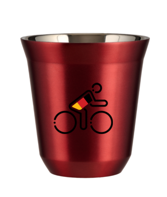 Tasse 150 ml ROUGE MÉTALLIQUE "Cycliste aux couleurs allemandes (noir)" Tasse 150 ml ROUGE MÉTALLIQUE "Cycliste aux couleurs allemandes (noir)"