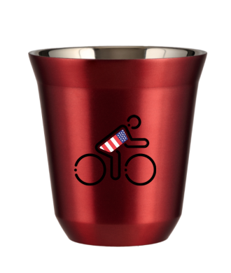 Tasse 150 ml ROUGE MÉTALLIQUE "Cycliste aux couleurs britanniques" Tasse 150 ml ROUGE MÉTALLIQUE "Cycliste aux couleurs britanniques"