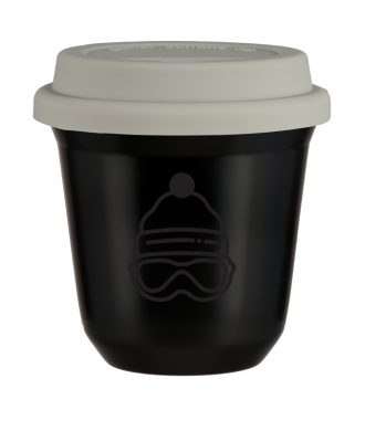 Tasse 80 ml NOIR "Casquette (noir)", avec couvercle blanc Tasse 80 ml NOIR "Casquette (noir)", avec couvercle blanc