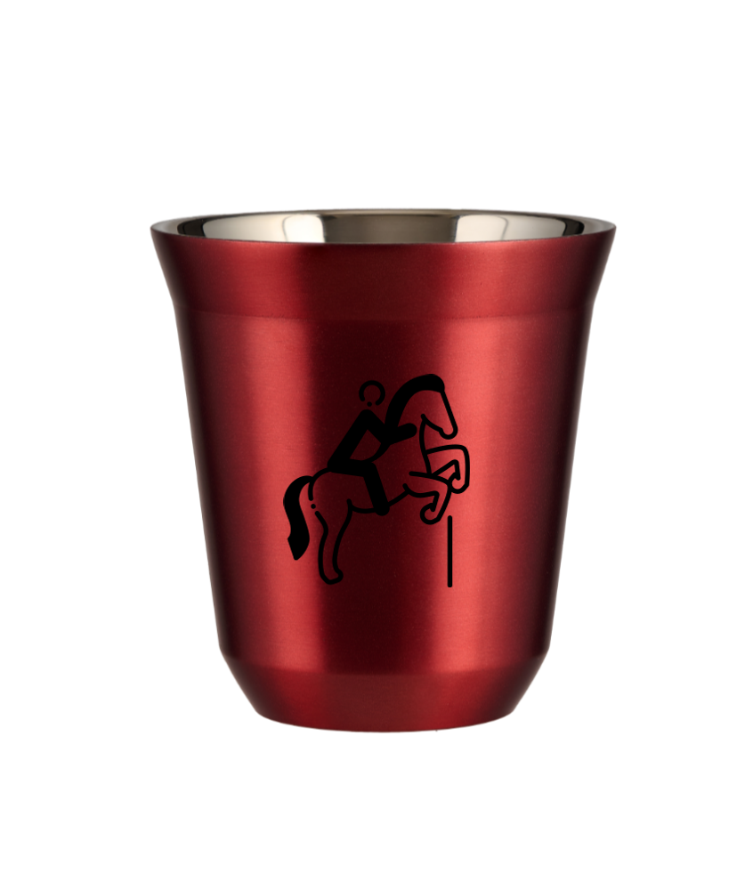 Tasse 150 ml ROUGE MÉTALLIQUE "Équitation 1 (noir)"