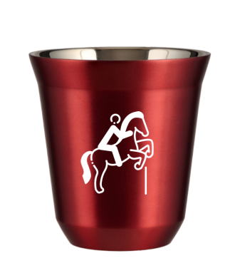 Tasse 150 ml ROUGE MÉTALLIQUE "Équitation 1 (blanc)" Tasse 150 ml ROUGE MÉTALLIQUE "Équitation 1 (blanc)"