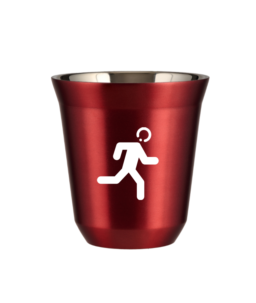 Tasse 150 ml ROUGE MÉTALLIQUE "Coureur (blanc)"