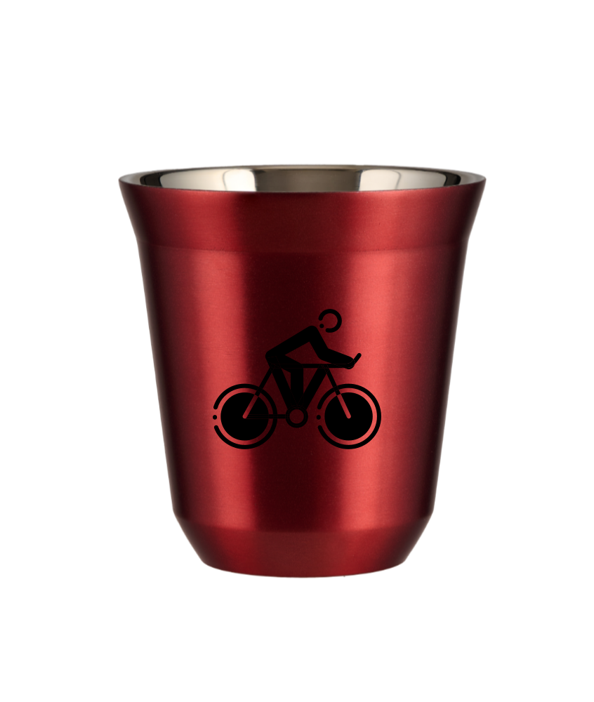 Tasse 150 ml ROUGE MÉTALLIQUE "Cyclisme 2"
